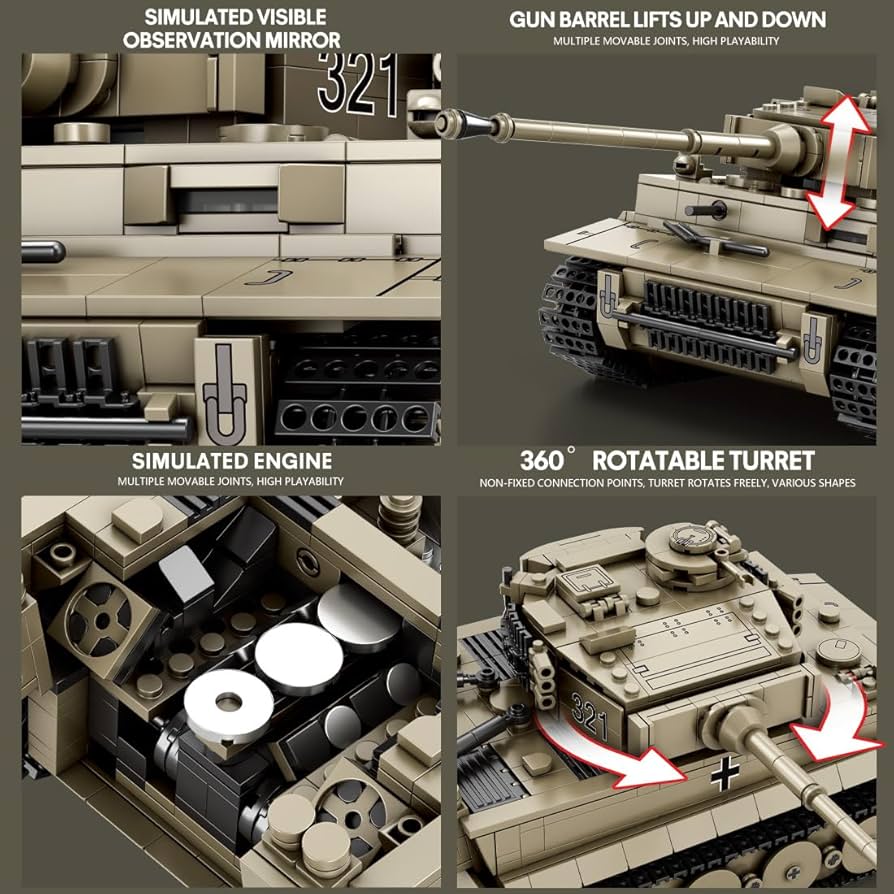 Amazon.com: Aetheria Tiger I Tank Building Blocks, WW2